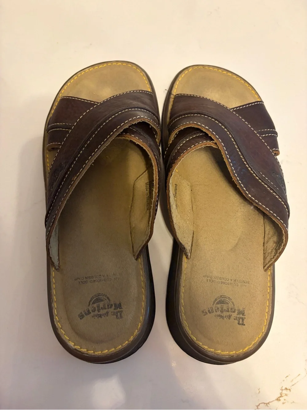 Dr. Martens Men's Brown Leather Cross-Strap Sandals
